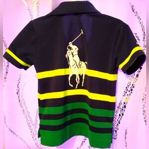 Kids Polo US Open Tennis Shirt - Navy Blue, Yellow, Green